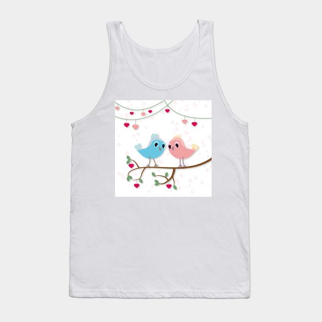 Love birds sitting on tree branch Tank Top by Montanescu